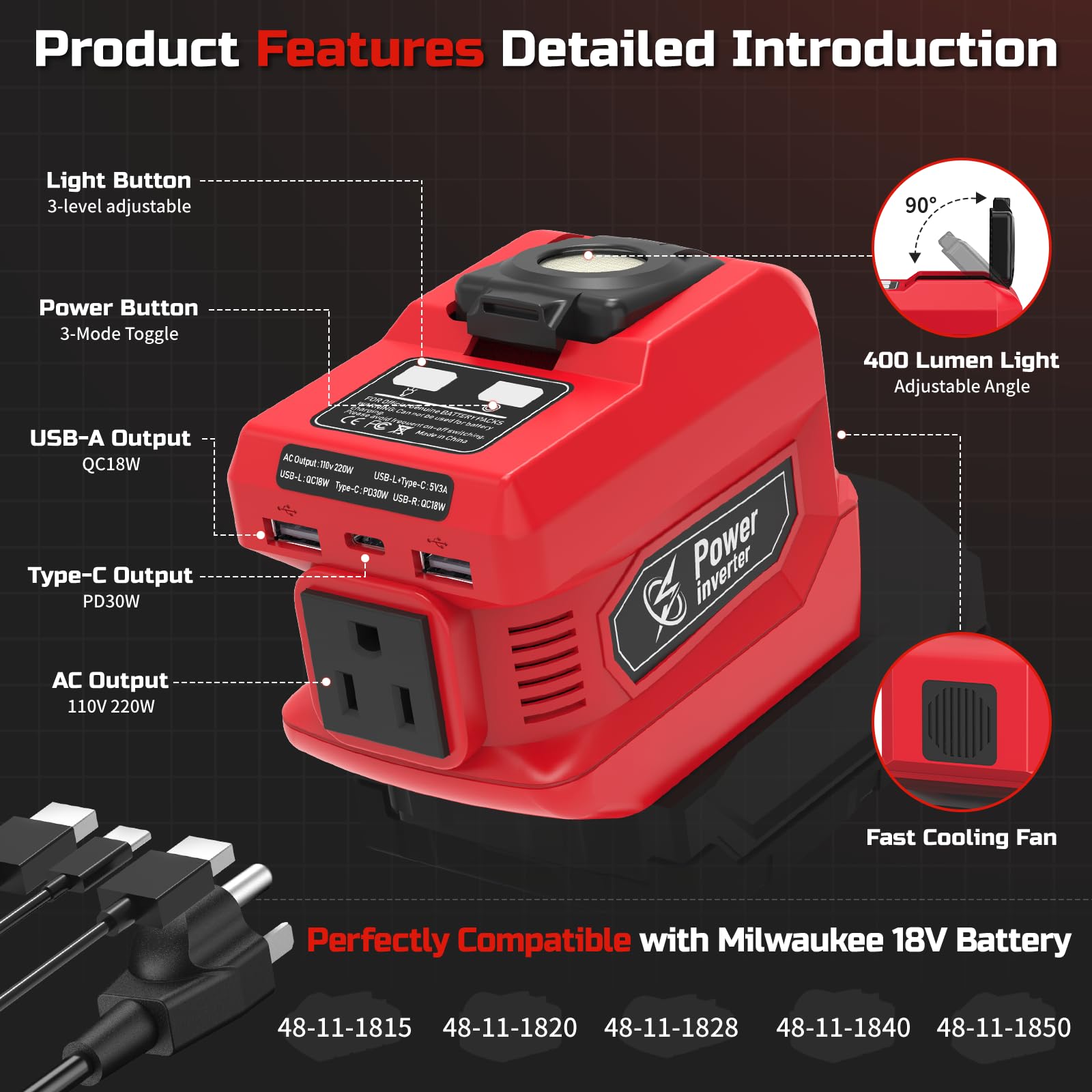 Amazon.co.jp: Milwaukee 18Vバッテリー用220Wパワーインバーター